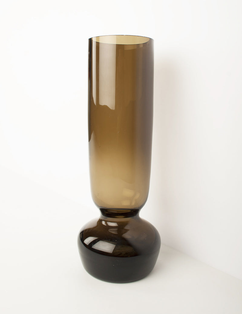 Vase vintage verre fumé noir