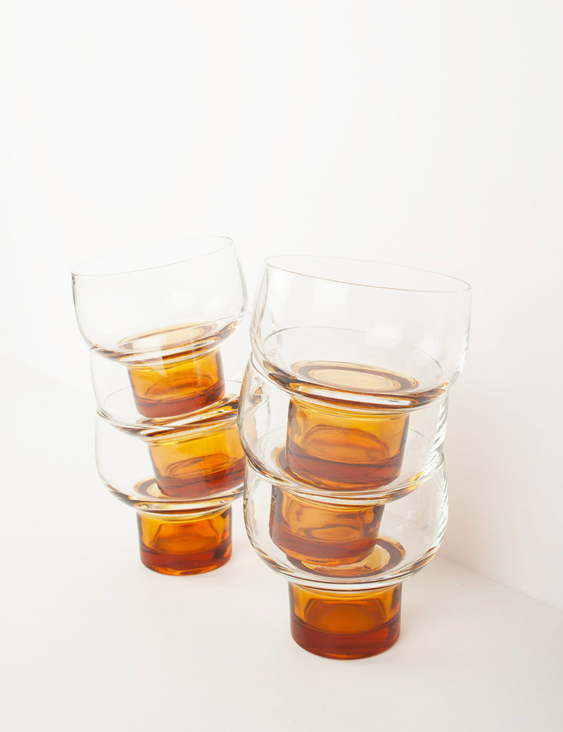 Verres vintage base ambre