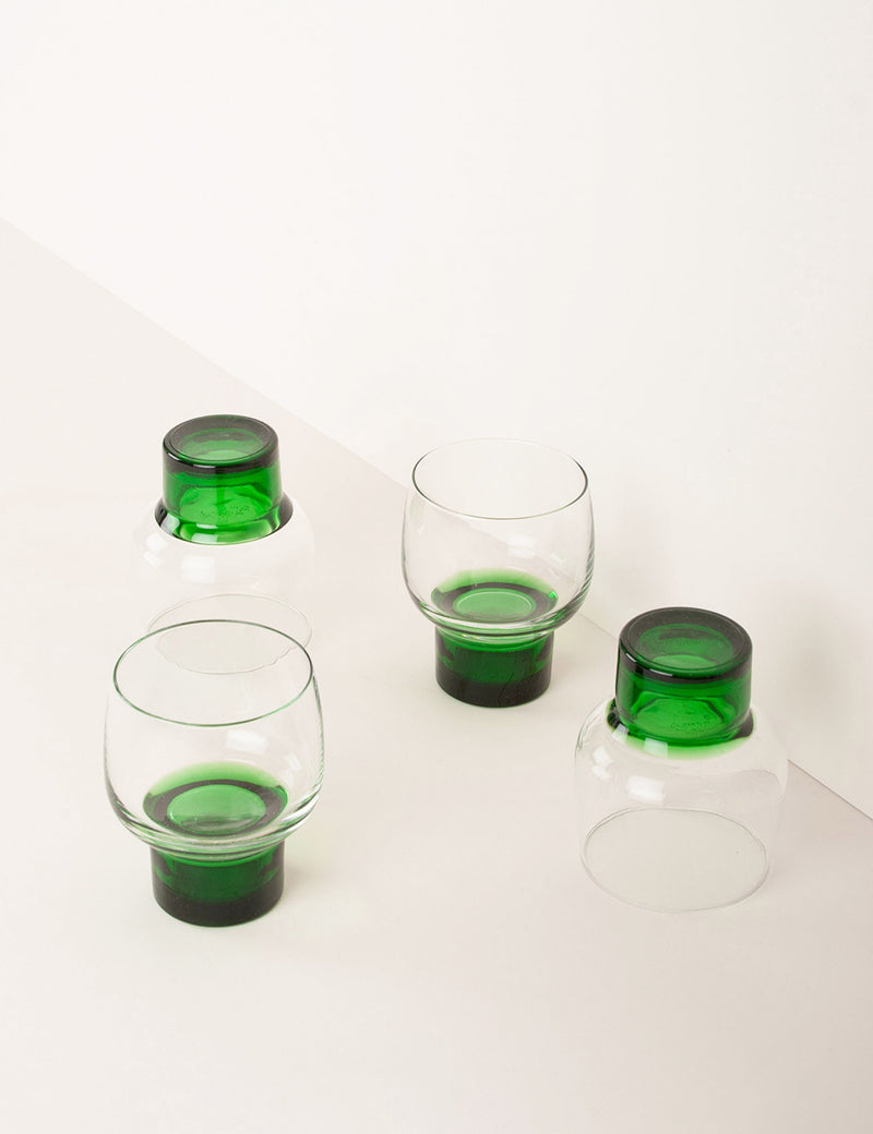 verres vintage base vert