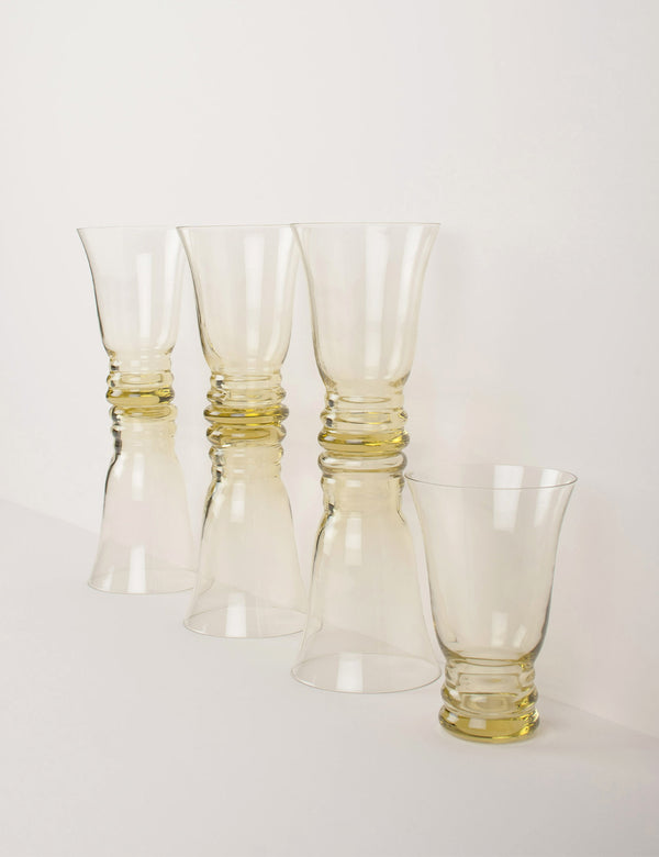vintage pale yellow flared water glasses