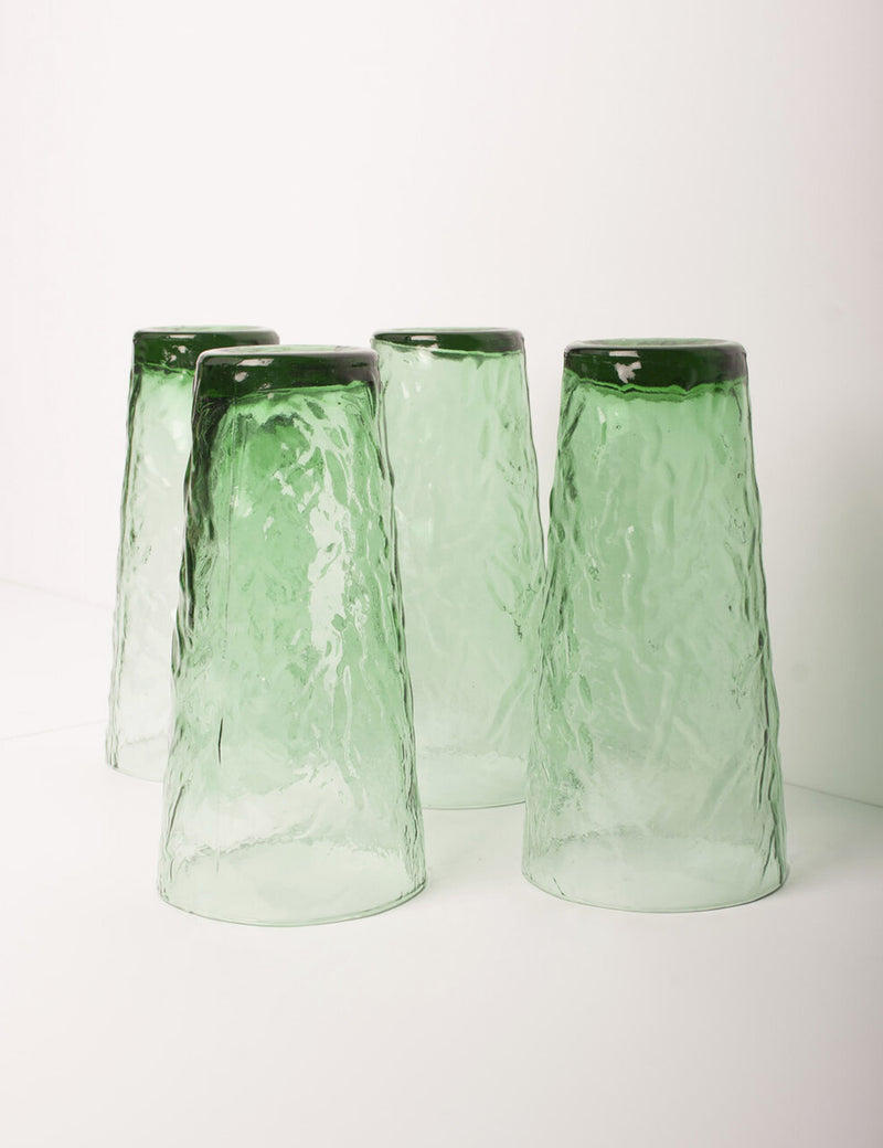 Verres vintage en verre vert effet givré